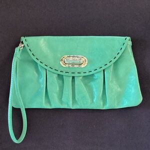Brighton Turquoise Green Leather Wristlet Clutch